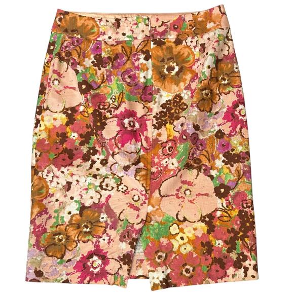 J. Crew Floral Watercolor Bloom Pencil Skirt 24085 Size 6 - Picture 4 of 7
